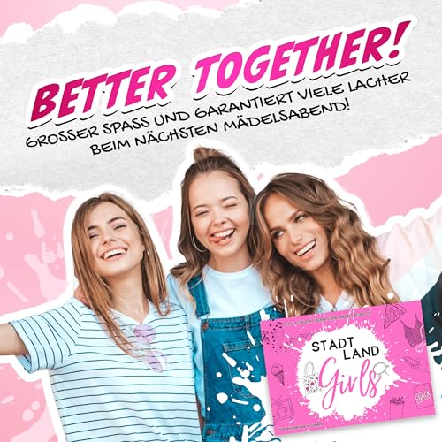 Stadt, Land, Girls - Als Geschenk für Coole Teenager Mädchen - Spieleblock im DIN A4 Format mit vielen Kategorien für den Mädelsabend (50 Seiten)