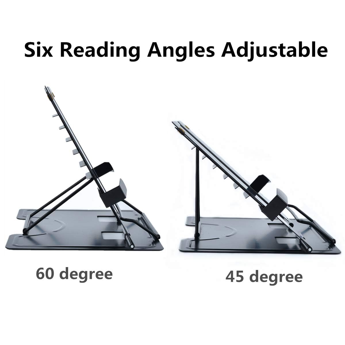 ZINLEY Desk Book Stand Document Holder Heavy Duty Metal Reading Stand Black for Book Magazine Menu iPad Music Score Speech Draft with 6 Adjustable Positions (Upgrade Edition) 2