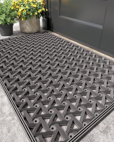 CORFEEL 玄関マット 屋外 泥落とし ドアマット 業務用 家庭用 (61x91cm, グレー)