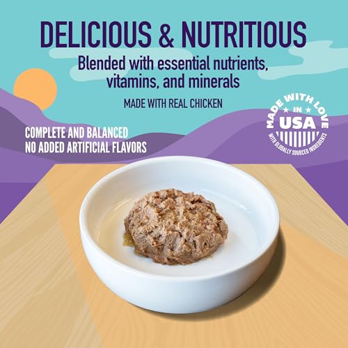 Image of A Strong Heart Split Cup Wet Cat Food, Chicken Entree - 2.6 oz Split Cups, 20 Servings (Pack of 10), Made in The USA with Real Chicken