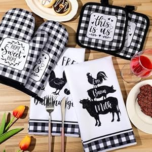 Sratte 6 Pcs Farmhouse Marble Dish Towels Pot Holders and Oven Mitts Sets Pink White and Gold Heat Resistant Kitchen Towels Farm Animal Kitchen Decoration for Baking Cooking Supply(Farm Animal) Sratte 6 Pcs Farmhouse Marble Dish Towels Pot Holders and Oven Mitts Sets Pink White and Gold Heat Resistant Kitchen Towels Farm Animal Kitchen Decoration for Baking Cooking SupplyFarm Animal