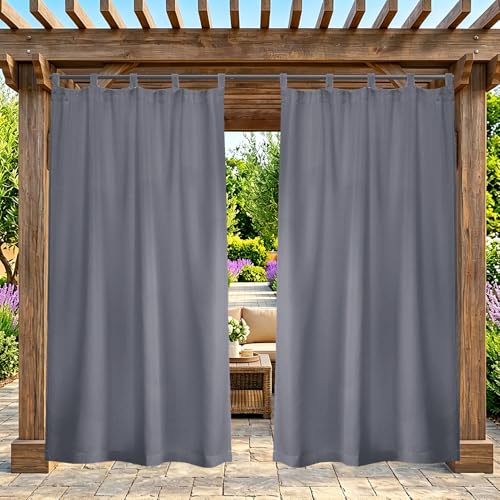 ZELVANO Outdoor Curtains Waterproof 1 Panel Blackout Thermal Drapes Windproof Privacy for Garden Gazebo Pergola Patio Weatherproof Fabric - W 40 x L 55