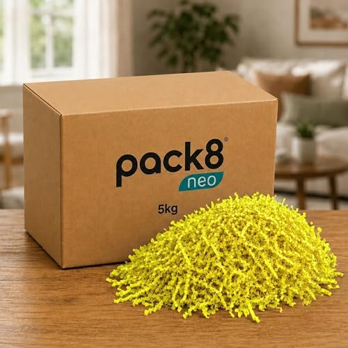 Image of Pack8neo Shredded Paper Grass Cutting For Giftpacking Fill for Gift Baskets and Boxes(5000g)| Eco-friendly grass paper, Crinkle Cut, Gift Packaging Protection & Decoration Material, Yellow, 5kg