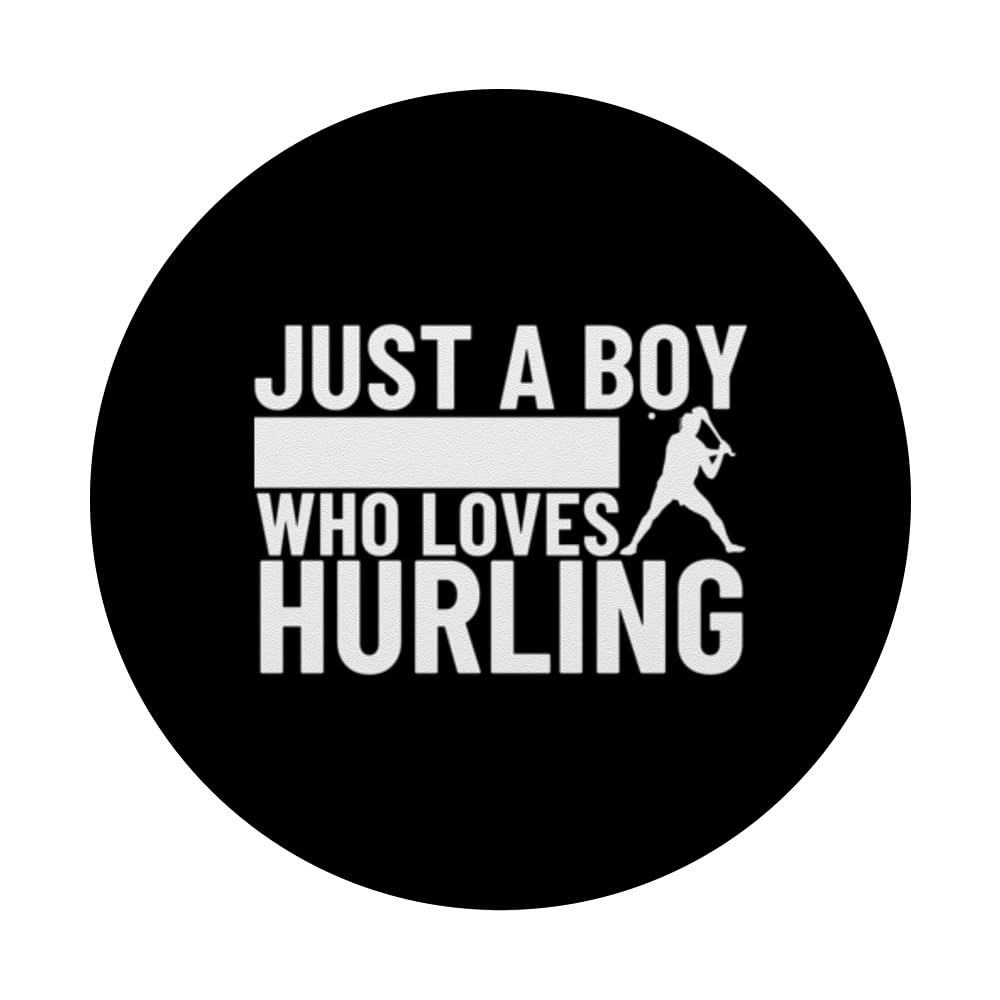 Hurling Player Just A Boy Who Loves Hurling PopSockets Swappable PopGrip, Black - Image 3