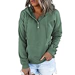 Dokotoo Womens 2025 Hoodies Button Collar Drawstring Hooded Pullover Sweatshirt Casual Long Sleeve Tops Shirts