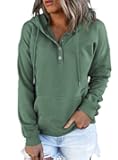 Womens 2025 Hoodies Button Collar Drawstring Hooded Pullover Sweatshirt Casual Long Sleeve Tops Shirts