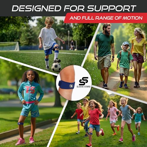 Image of Sleeve Stars Swedish Brand Patellar Tendon Support Strap for Women & Men Effective Osgood Schlatter Knee Brace Youth & Kids Knee Brace with 3 Adjustable Length fits 7 inch-15 inch (Single /Navy Blue /Kids)