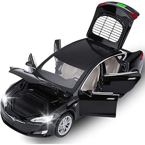 Image of 1:32 Tesla S Model Toy Car Die cast Metal Pull Back Diecast Car with Openable Door and Sound Light, Gifts Toys for Kids