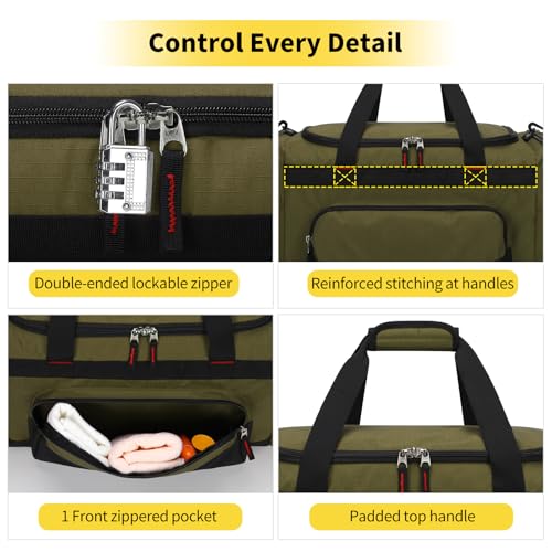 Image of Gym Bag 22 inch Sport Duffle Bag for Men, Olive Green | 55L, Spcious, Multi Pockets, Workout, Weekender Duffel Bag, Travel