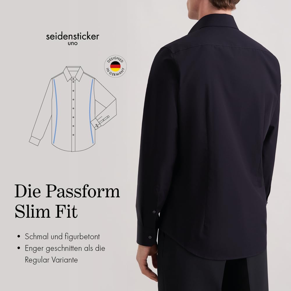 Seidensticker UNO Langarm-Hemd – Slim Fit, Bügelleicht für jeden Anlass, 100% Baumwolle, Klassisches Herren-Hemd mit Kent-Kragen