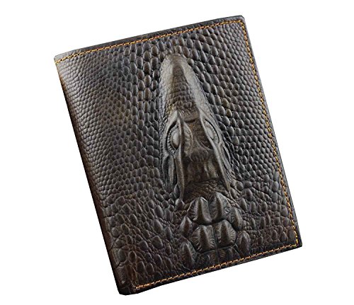 Crocodile Alligator Vintage Mens Genuine Leather Bifold Wallet Purse Biker Rock L85