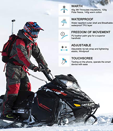 Cevapro -40℉ Winter Gloves Waterproof Ski Gloves 3M Insulated Snowboard Gloves (Black, M)