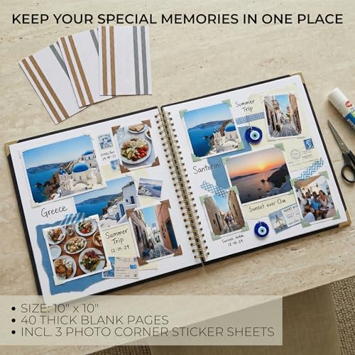 Beautiful Linen Scrapbook Photo Album 10"x10" - 40-Page Blank Guest Book by ZICOTO - Image 3
