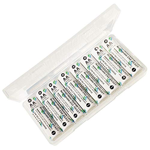 Tinyfish HR6/AA Precharged Low-Self-Discharge Rechargeable Batteries with UL Certified 1.2V 2600mAh Ni-Mh (Nickel Metal Hydride) (8-Counts Battery with 1 Semi-Transparent Plastic Storage Holder)