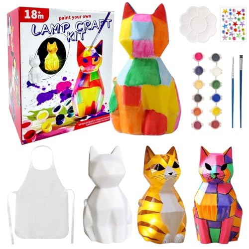 Meleager Basteln Mädchen ab 4 Jahre, Katze Lampe Malset-Bastelset Kinder, DIY Malen Katze Spielzeug, Geburtstag, Weihnachten Geschenkideen für Mädchen 4 5 6 7 8 Jahre