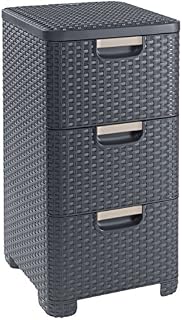 CURVER 206315 Storage Drawer Tower Wicker Look Polypropylene 3 x 14 L