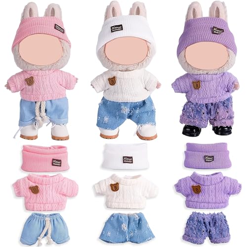 dollbie Insgesamt 3 Sets Puppenkleidung und Zubehör für 17cm Puppen enthalten Outfit - weich & stilvoll Kostüm Payset (Puppe Nicht enthalten)