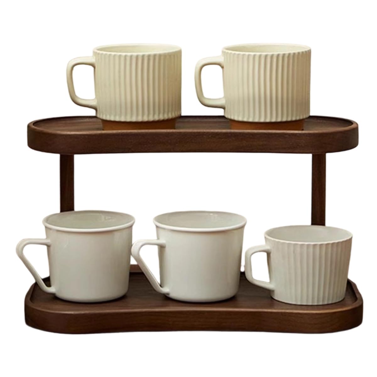 CTRLZS Wooden Coffee Station Organizer for Countertop for Kitchen Storage Shelf 2 Tier for Counter Top Coffee Bar Makeup