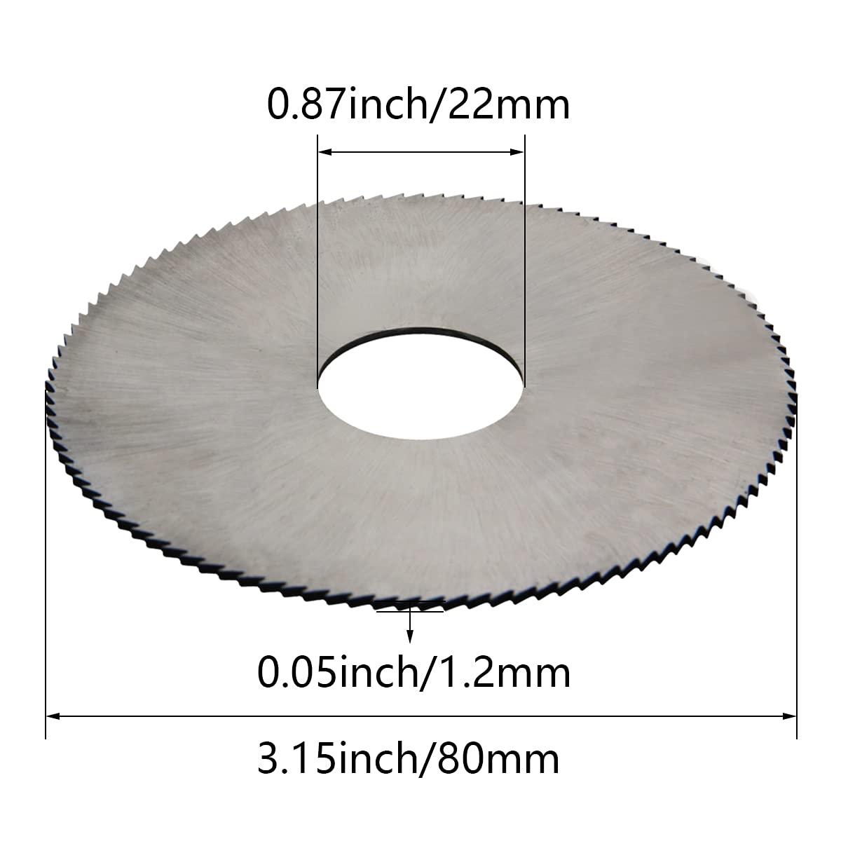 Auniwaig 80mm HSS Circular Saw Blade, 108T High Speed Steel Cutting Disc, 1.2mm Thick Circular Cutting Wheel with 22mm Arbor, for Rotary Tools, Wood Plastic Metal Cutting