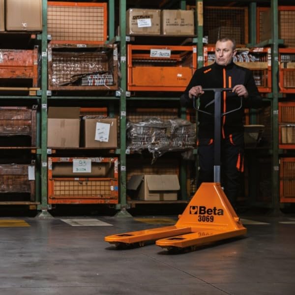 Beta 3069 – Transpallet Manuale 2,5 t, Forche 1150 × 540 mm, Ruote e Rulli in PU, Valvole di Sicurezza e Leva a 3 Posizioni – per Officine e Magazzini