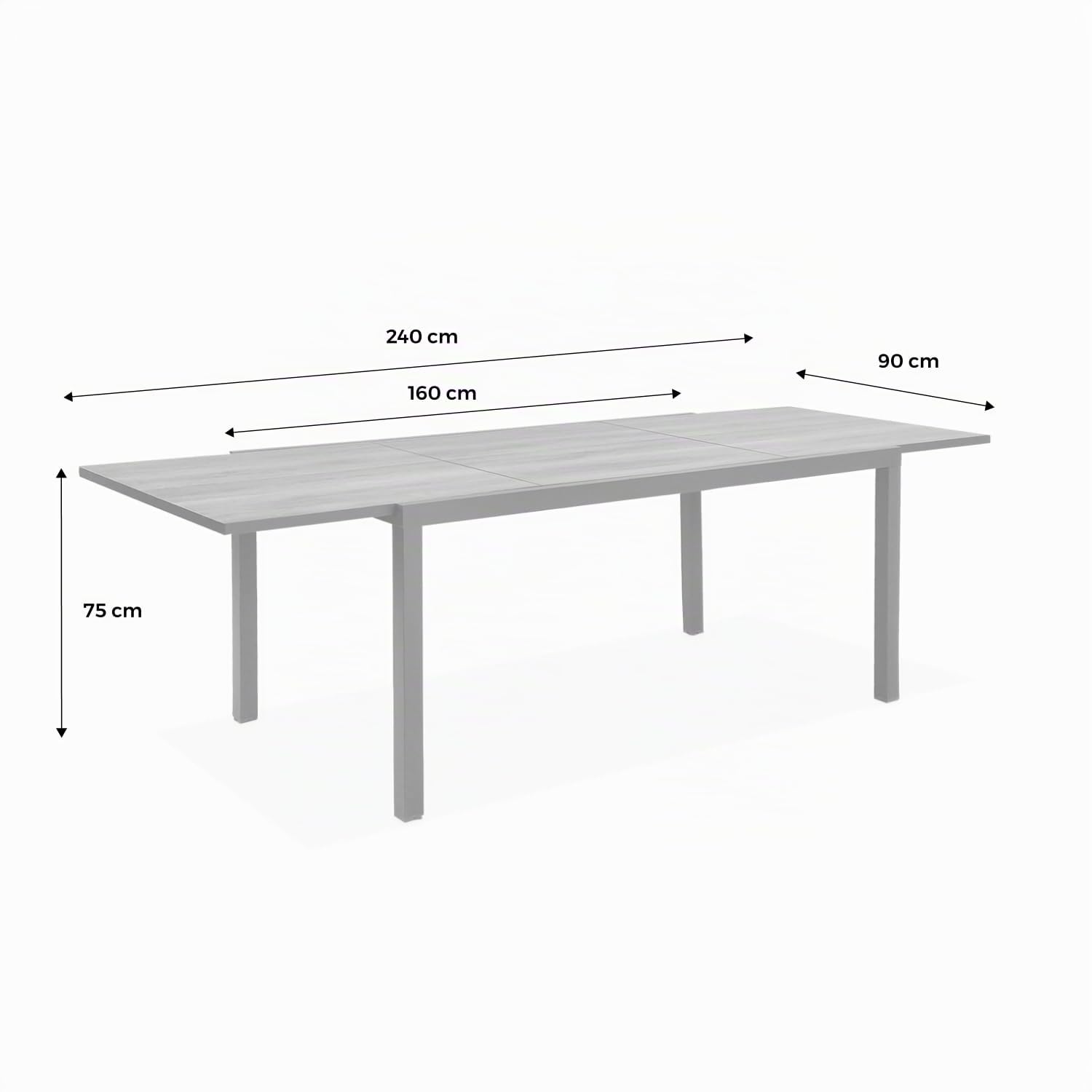 Alice's Garden sweeek - Table de Jardin Nashville Extensible 160/240cm 8 Places Plateau Effet Bois foncé Structure Aluminium