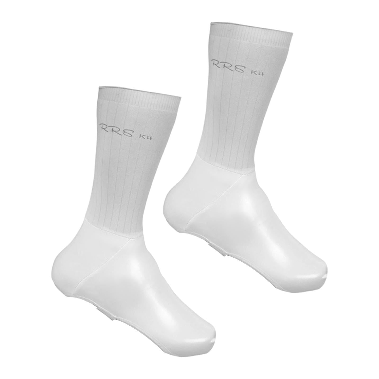 Copriscarpe da Ciclismo Impermeabili, Copriscarpe Alto in Poliestere E PU per Scarpe da Montagna E da Strada, Offre Prestazioni Antivento, Antipioggia E Traspiranti, Bianco