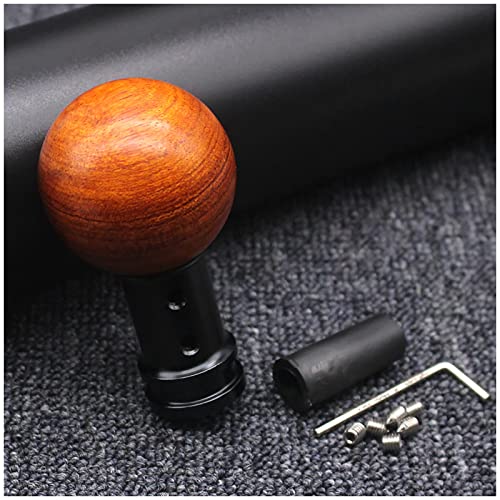 Pommeau De Levier De Vitesse Universel en Bois, Boutons De Levier De Vitesse À Bille Ronde en Bois Manuels avec 3 Adaptateurs, Remplacement Tête Poignée Levier Levier Vitesse,A Black