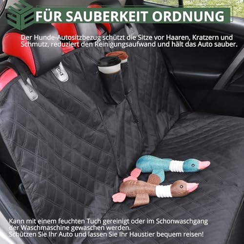 EYPINS Hundedecke Auto Rückbank Kratzfeste, wasserdichte Autoschondecke Hund Rücksitz, rutschfeste, waschbare Hundeschutz Rückbank mit Hundegurt, Innenschutz für Auto LKW SUV| 137x125cm| Universal