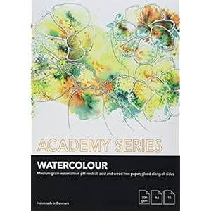 Academy Series, Aquarellpapier, A4, 300g/m2, 15 blatt, Weiss