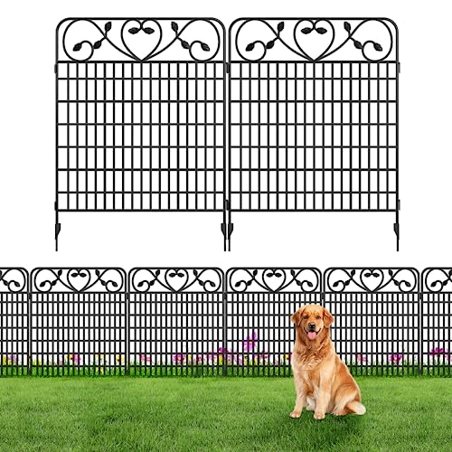 Neutype 4 Pack Garden Fence 36"W X 44"H Decorative Fence Panels Garden Border Fence Garden Fencing Outdoor Fence For Dogs Garden Fence With Gate Fencing For Yard Black #TOP20