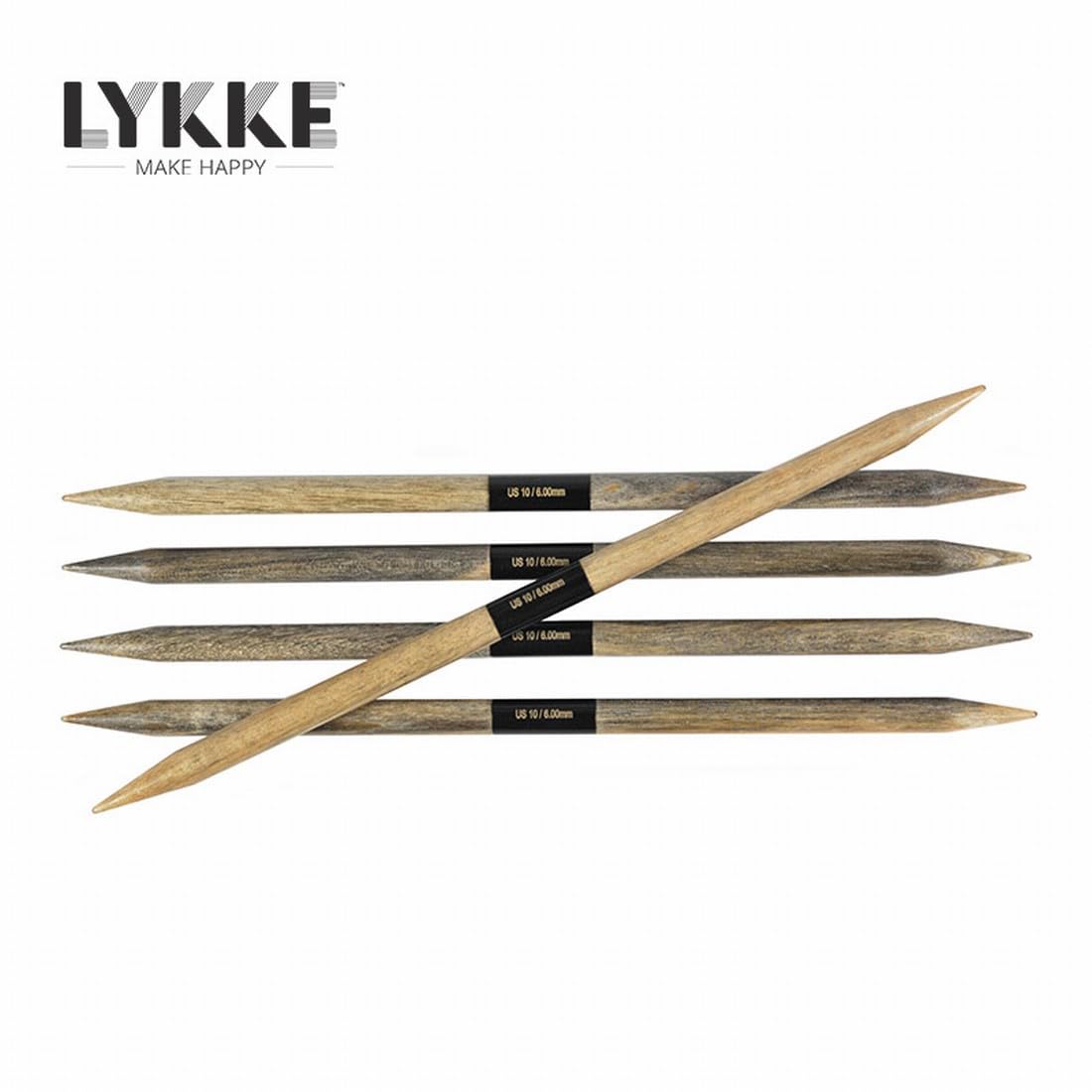 Lotus Yarns Lykke Stricknadel-Set, 15,2 cm, Doppelspitze, glatt und bequem, US 0–5 (Umber)