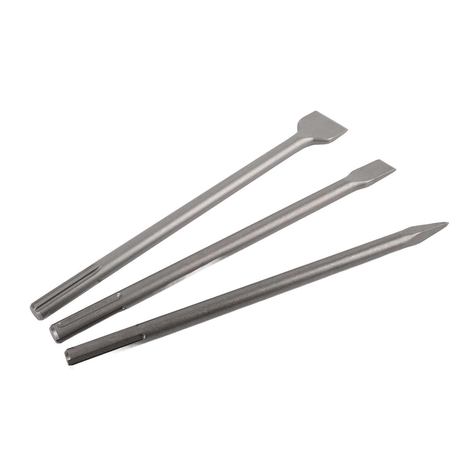 ASHATA Set di 3 scalpelli ad alta resistenza per martello perforatore, scalpelli piatti e disincrostanti per la rimozione di piastrelle di calcestruzzo, 40 cm