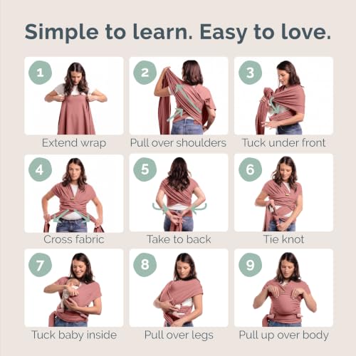 Image of Boba Baby Wrap Carrier - Original Baby Sling Carrier for Newborns (7-35 lbs), Soft, Secure, Hands-Free & Ergonomic, Ideal for Comfortable Bonding, New Parents (Dusty Pink)