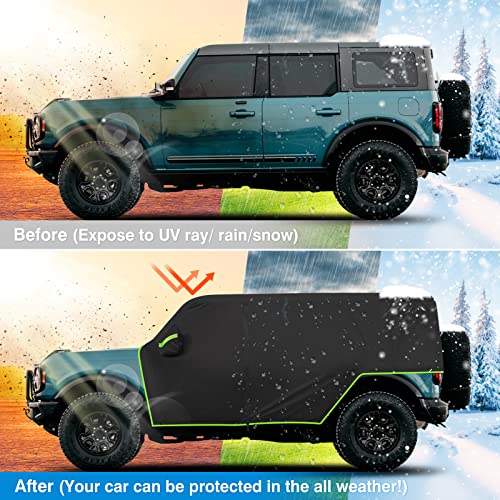 Image of Cab Car Cover for Ford Bronco 4 Door, Waterproof 420D Oxford Car Cover All Weather Snow Sun Rain Covers Top Full Door Cab Covers Fit for Ford Bronco 2021 2022 2023 2024 2025