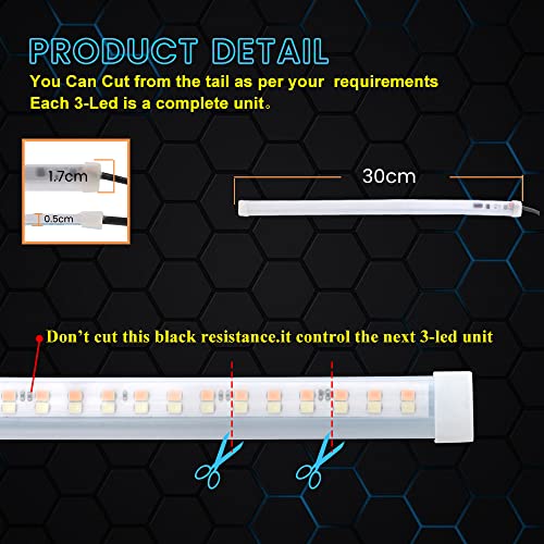 Everbright Drl Led Strip Light For Cars, Led Headlight Strip For Daytime Running Lights Turn Signal Bulb Tail Brake Light Sepuential Switchback Led Strip Amber/Yellow & Red (2Pcs 30Cm/12Inch) #TOP4