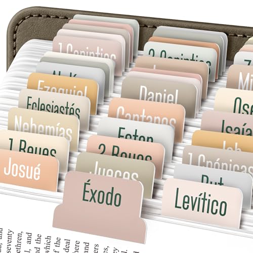 EssexWares - Boho Spanish (Not Catholic) Solid Color Bible Tabs 80 Large Print Tabs for Biblias en Espaol Water-Resistant and Durable Bible Index Tabs for Women and Men - 1.7 Wide