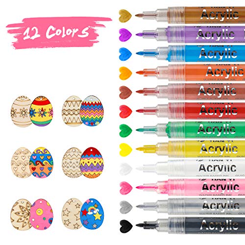 ValueTalks Acrylstifte Marker Paint Filzstifte Metallic Stifte für DIY Steine Holz Glas Wasserfest Paint 12 Farben