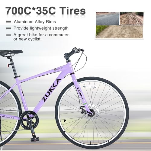 ZUKKA 700C Road Bike for Adult 7 Speed Road Bike Hybrid Road