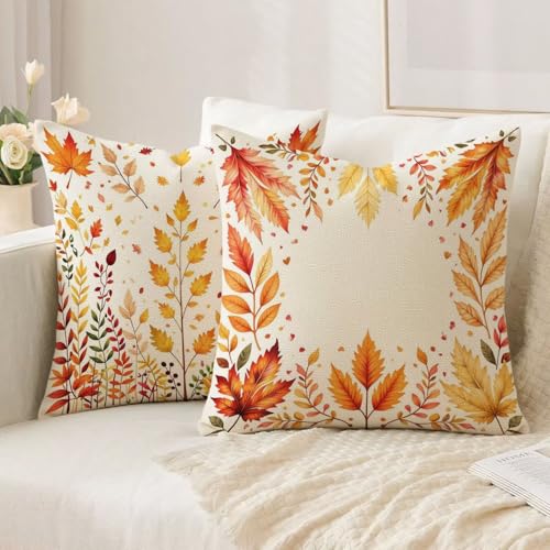 Housse de coussin 70x70 cm orange en lin imperméable pour canapé - 3