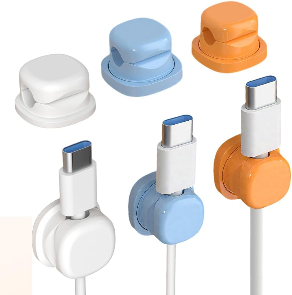 Magnetic Cable Clips 6pcs, Wire Organizer Adjustable Wire Holder for Desk, Telephone, Automobile Adhesive Cable Clips for Residence Workplace Desk Equipment, Wall, Nightstand, Underneath Desks Cables Administration (Colourful)