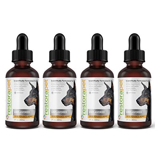 RestoraPet 4-Pack Dog & Cat Unflavored Liquid Multivitamin | Dog Arthritis Pain Relief | Hip&Joint Vitamins for Dogs | Anti Inflammatory Supplement for Dogs & Cats | Organic & Non-GMO, Vet Approved