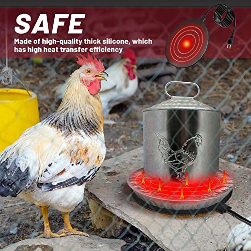 2 Pcs Chicken Waterer Heaters 10 Inch 60W Poultry Waterer Heater Drinker Heater Base Pad Deicer With 70.8 Inches Cord For Winter Poultry Founts Chicken Coop Accessories #TOP3