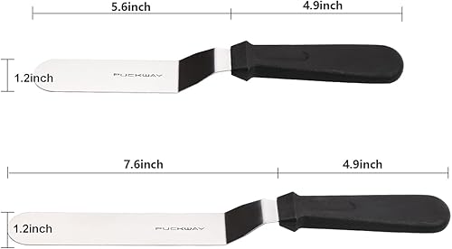 Miniatura 17 de Espátula de glaseado en ángulo, espátula compensada de acero inoxidable, juego de 2 espátulas rojas de 6 y 8 pulgadas Rojo
