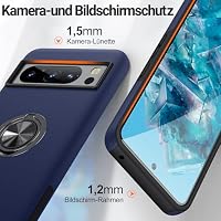 AOUIA für Google Pixel 8 Pro Hülle mit 360° Drehbarer Ring Ständer, Militärischer Stoßschutz Pixel 8 Pro Hülle Handyhülle für Google Pixel 8 pro, Blau – Ansicht 6