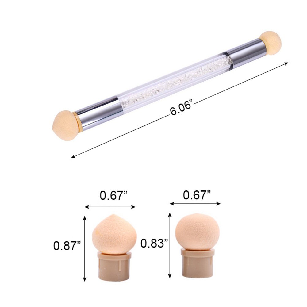 WOKOTO 3Pcs Nail Gradient Sponges Brush Pens Kit With Double Head Nail Sponge Pen Nail Gradient Brushes 3 Different Ombre Brushes For Gel Nails