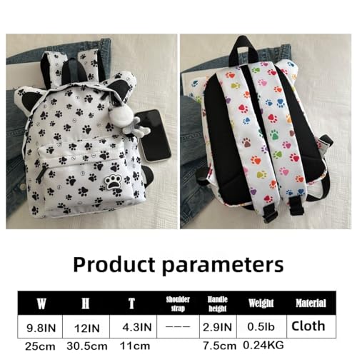 Women's Cute Cat Ears Backpack with Cartoon Charm and Case Large Capacity Leopard Print Funny Footprint for Travel (Brown(Leopard Print）)4