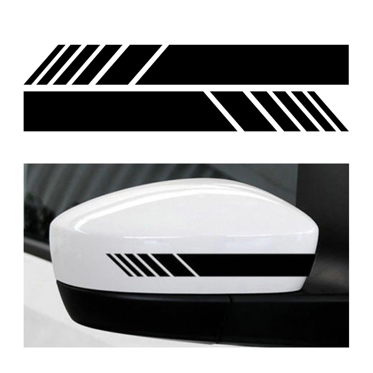 Car Rear View Mirror Stickers, 2Pcs Stripe Graphic PET Reflective Car Body DIY Decor Decals, Auto Exterior Accessories, Universal Side Mirror Decals for Most Vehicles, SUVs, Trucks (Black)