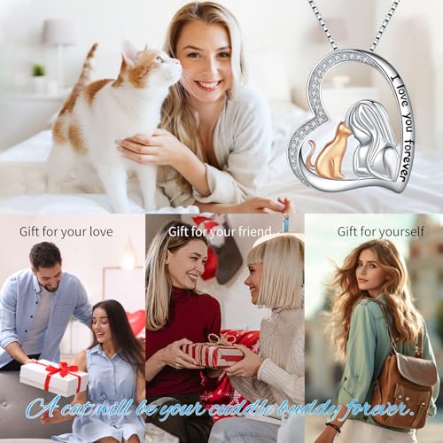 925 Sterling Silver Cute Cat Dog Pet Pendant Necklace Animal Jewelry for Women Daughter Birthday Gifts4