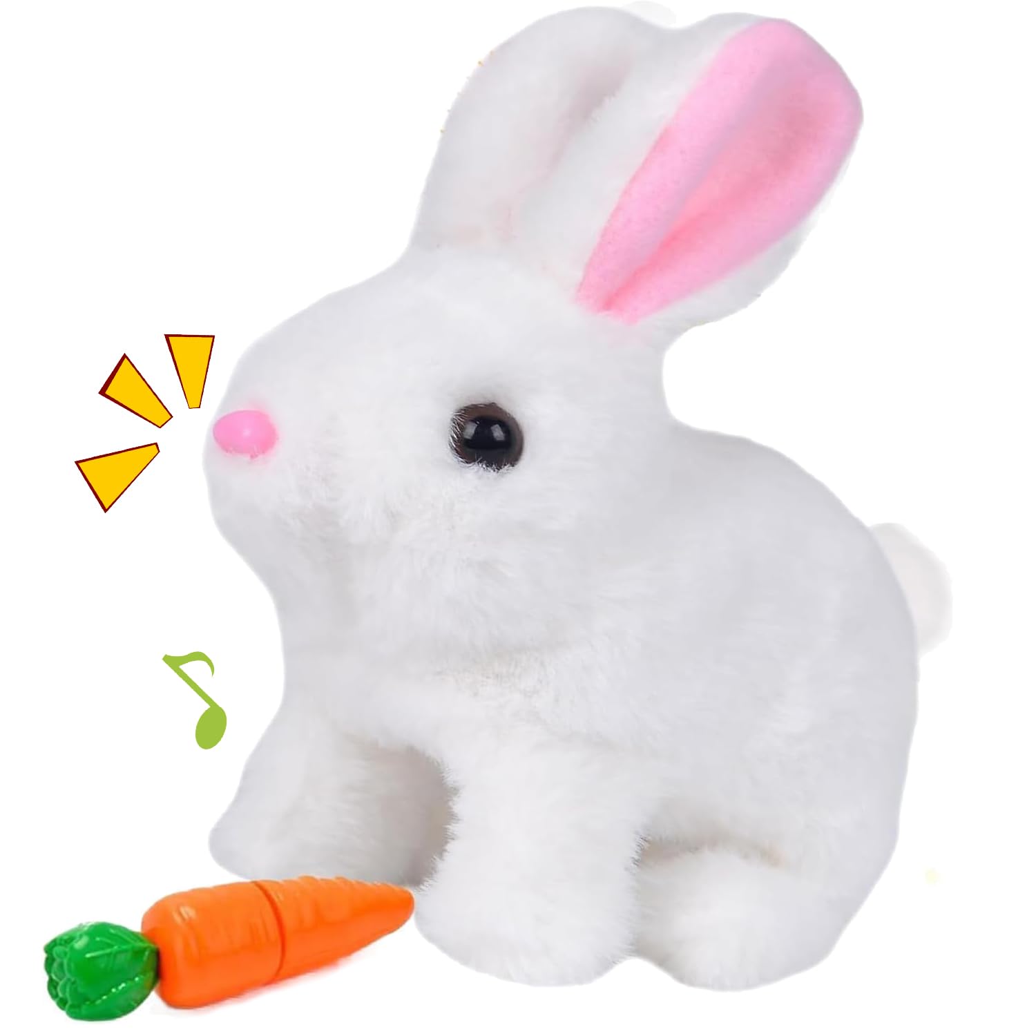 Interaktives Kaninchen Spielzeug, Kuscheltier Hase , My Realistic Bunny Toy, Hüpfendes Osterhase mit Karotte Geräuschen Bewegungen Wackeln, Hasen Kuscheltiere Ostergeschenke Kinder Geburtstagsgeschenk