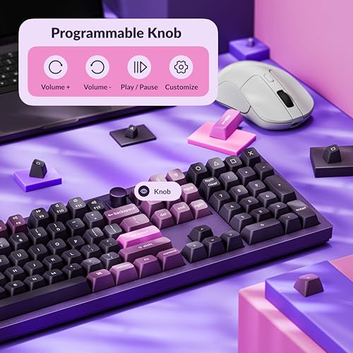 Image of Keychron Q6 Pro Full-Size Wireless Bluetooth Mechanical Keyboard, Full Aluminum, Hot-Swappable Keychron Super Banana Switch, Launcher Programmable, NKRO Knob, KSA PBT Keycaps, Mac /Win /Linux - Purple